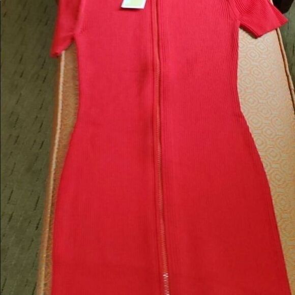 Michael Kors Logo Ribbed Mock MK neck zip size M - Picture 5 of 7